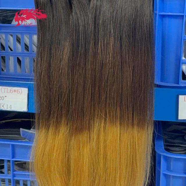 Ali Queen T1B/4/27 Color Straight  Soft Raw Double Drawn Mink Hair