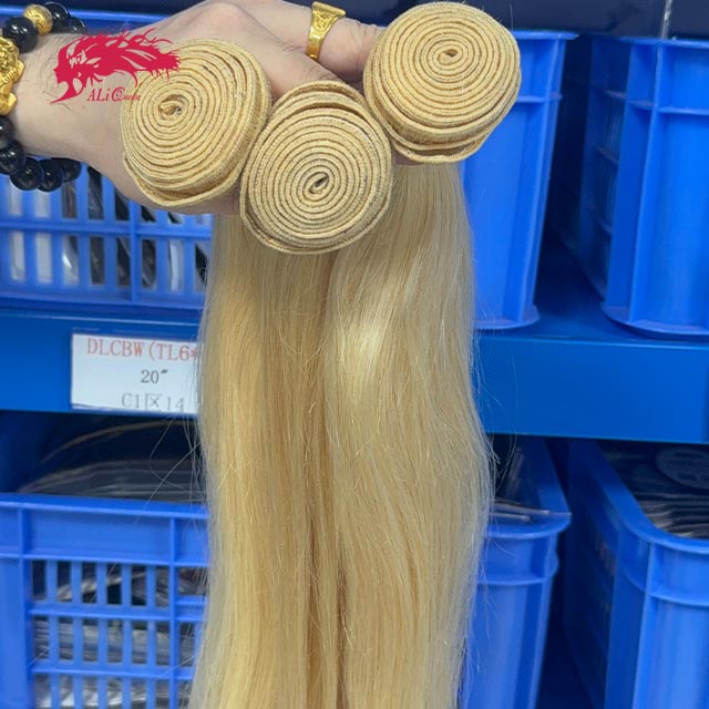 Ali Queen 613 Blonde Straight Human Regular Virgin Hair Bundle