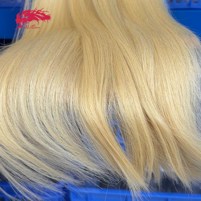 Ali Queen Straight Raw Double Drawn Mink Hair #1B/613 One Bundle