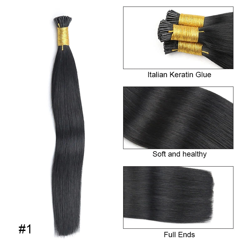 Ali Queen Straight Microlink I Tip Hair Extensions 100% Human Hair