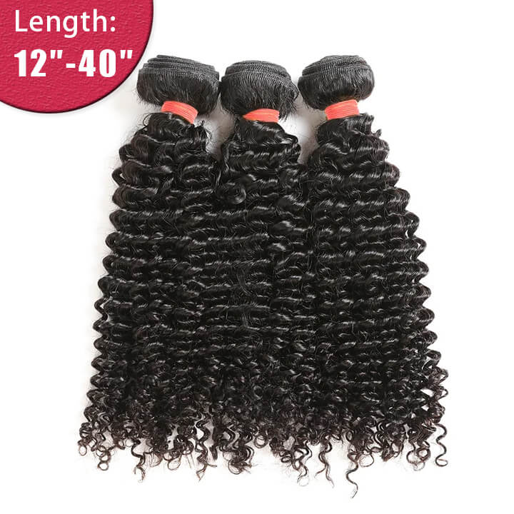 Ali Queen Kinky Curly Bouncy Raw Hair Bundle #1B Natural Black