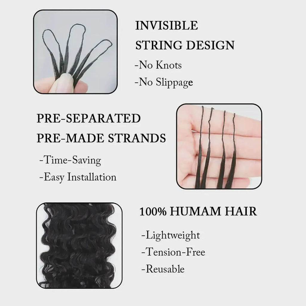 Ali Queen 12A Water Wave Feathering Crochet Human Hair Extension