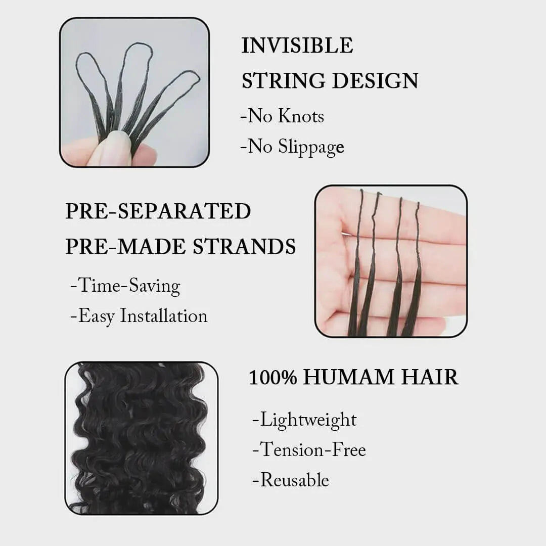 Ali Queen 12A Water Wave Feathering Crochet Human Hair Extension