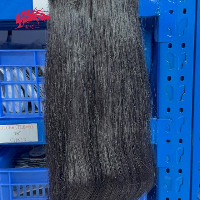 Ali Queen Straight Raw Double Drawn Mink Hair #1B Bundle 14-30 Inch