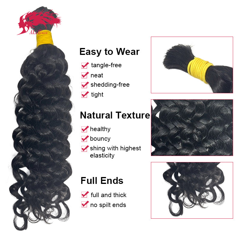 Ali Queen Water Wave Bulk hair Extensions for Braiding Boho Braids