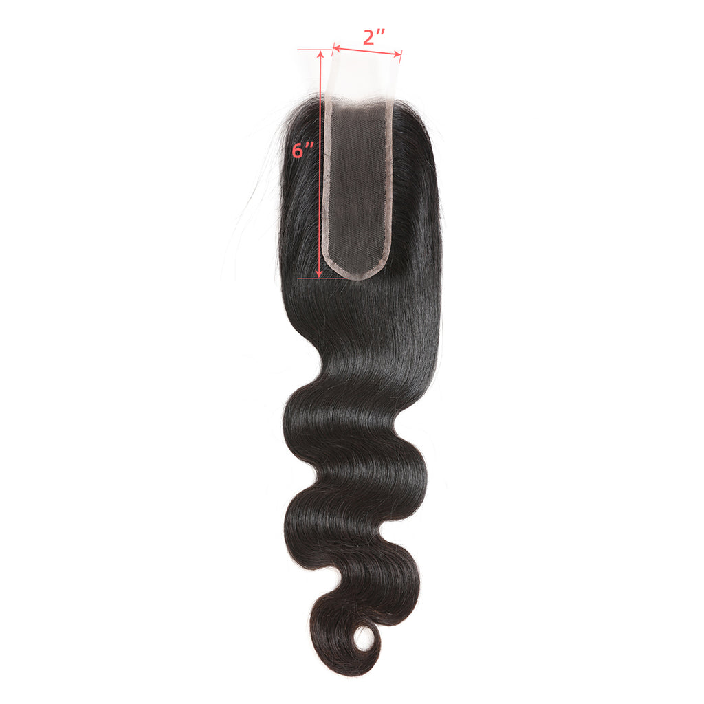 Ali Queen Body Wave Free Part Premium Raw Hair 2x6 HD Lace Closure