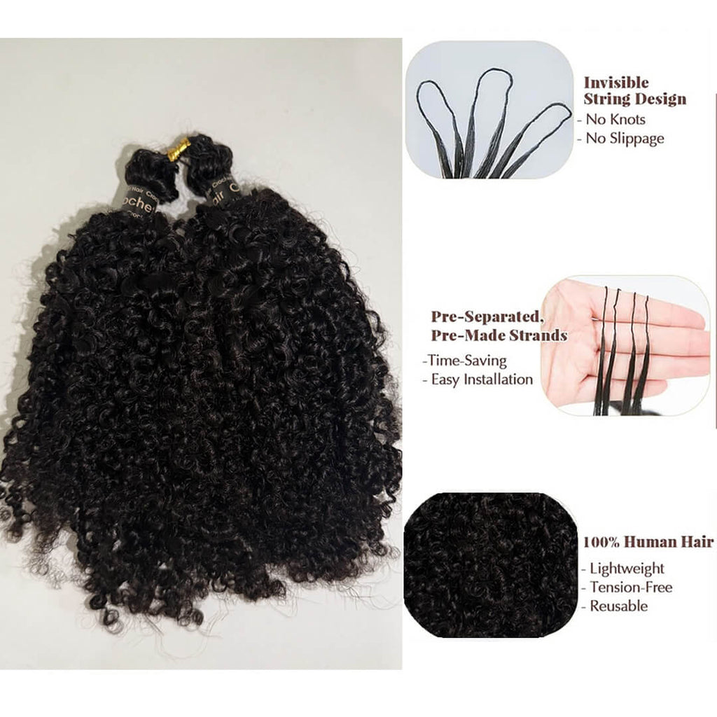 Ali Queen Crochet Hair Kinky Curly Feather Human Hair Extension