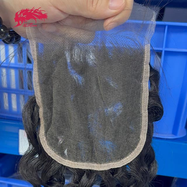 Ali Queen Free Part  Water Wave Premium Raw Hair 5x5 HD Closure