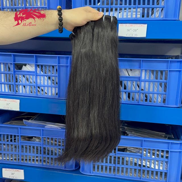 Ali Queen Straight Raw Double Drawn Mink Hair #1B Bundle 14-30 Inch