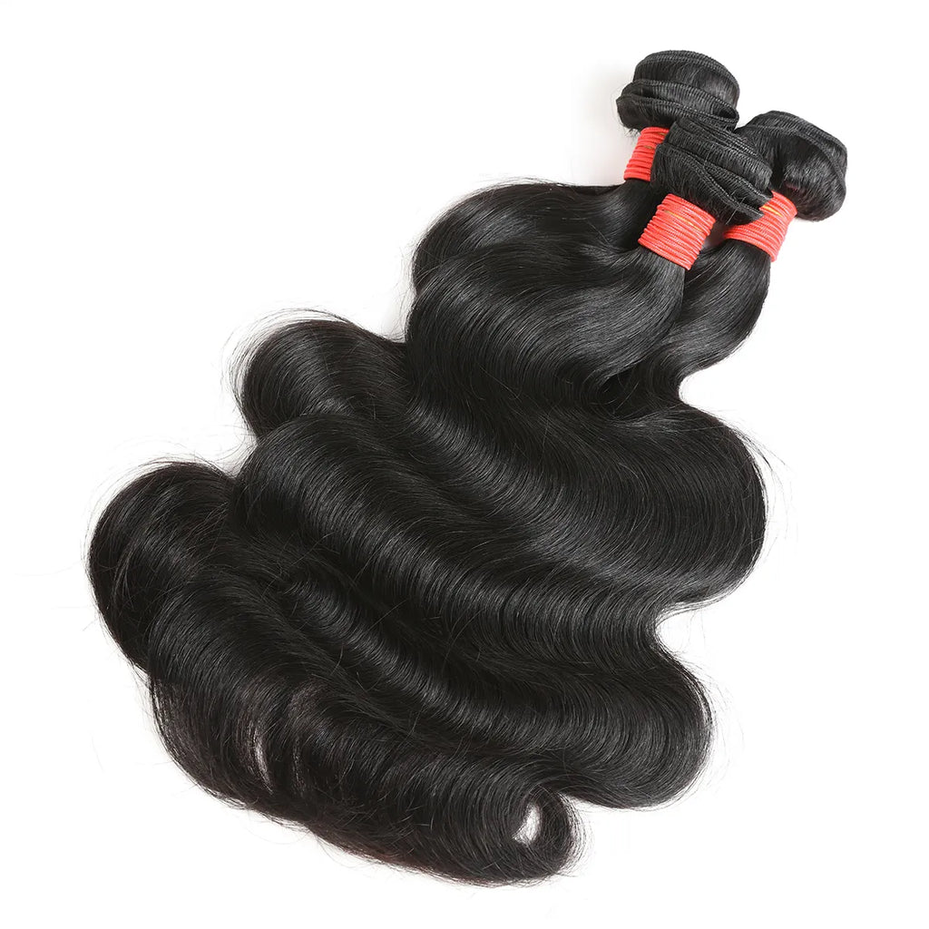 Ali Queen Heat-safe Body Wave Regular Raw Hair Bundle 1B Color