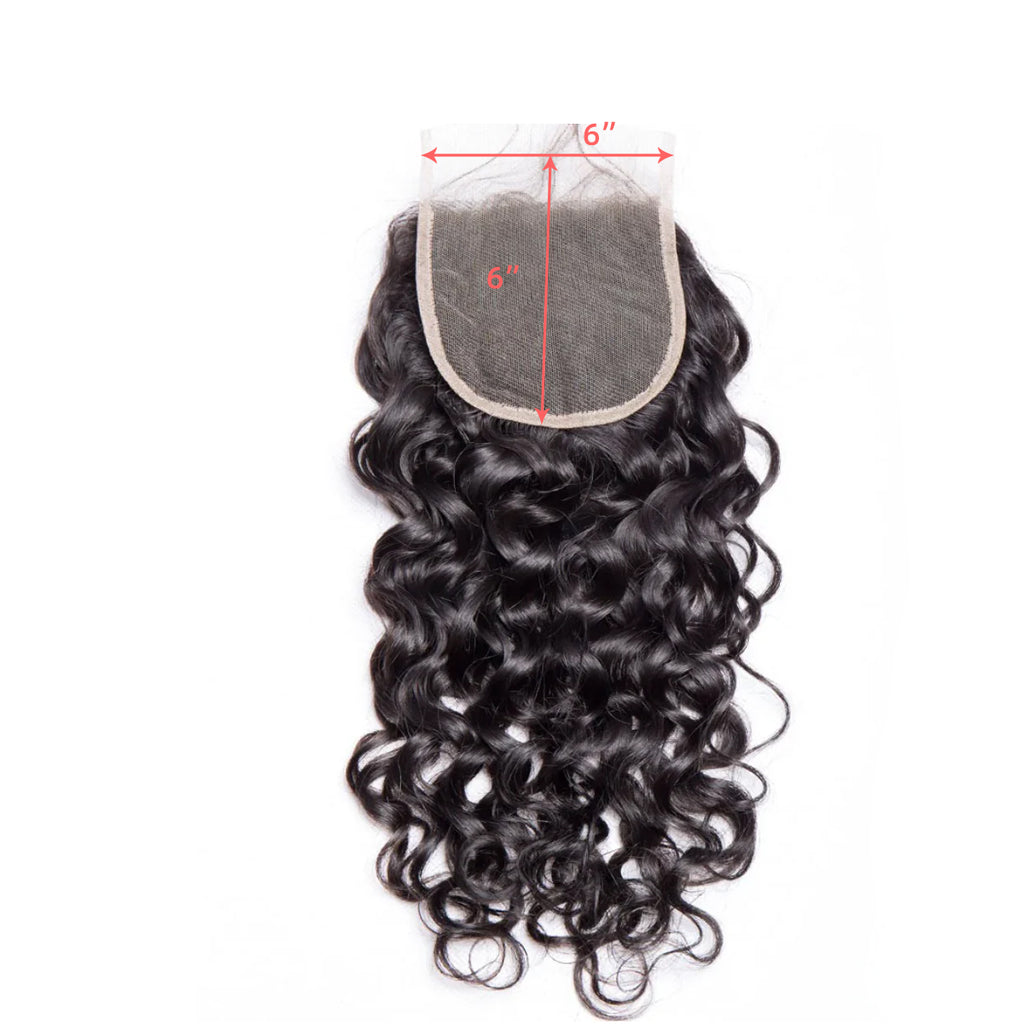 Ali Queen Water Wave Virgin Hair 6x6 HD Lace Closure Free Part