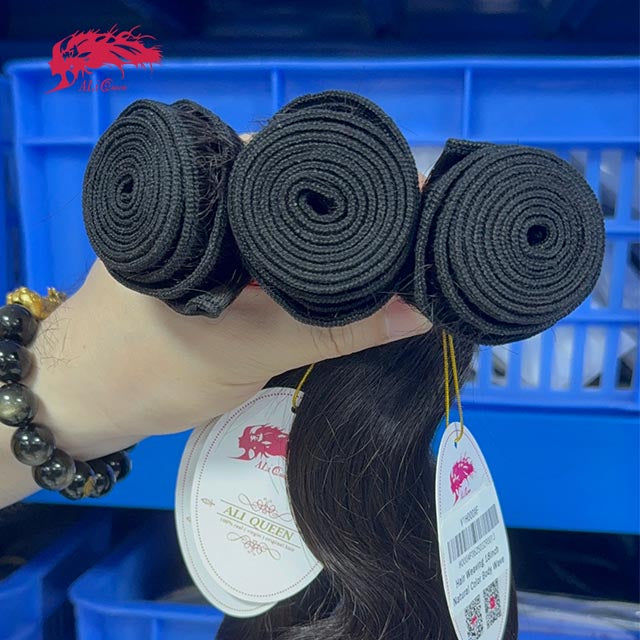Ali Queen Heat-safe Body Wave Regular Raw Hair Bundle 1B Color