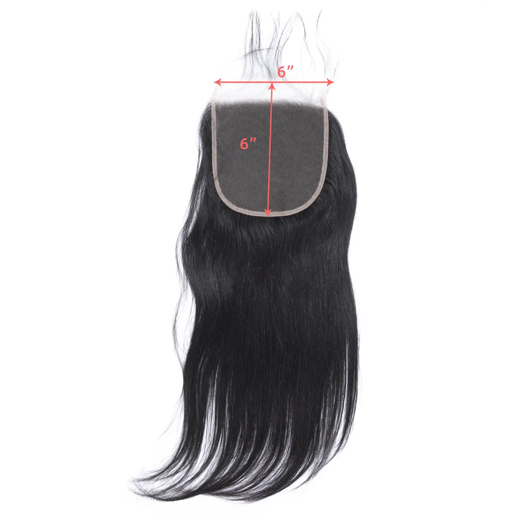 Ali Queen 6x6 HD Straight Virgin Hair Free Part Closure 130% Density