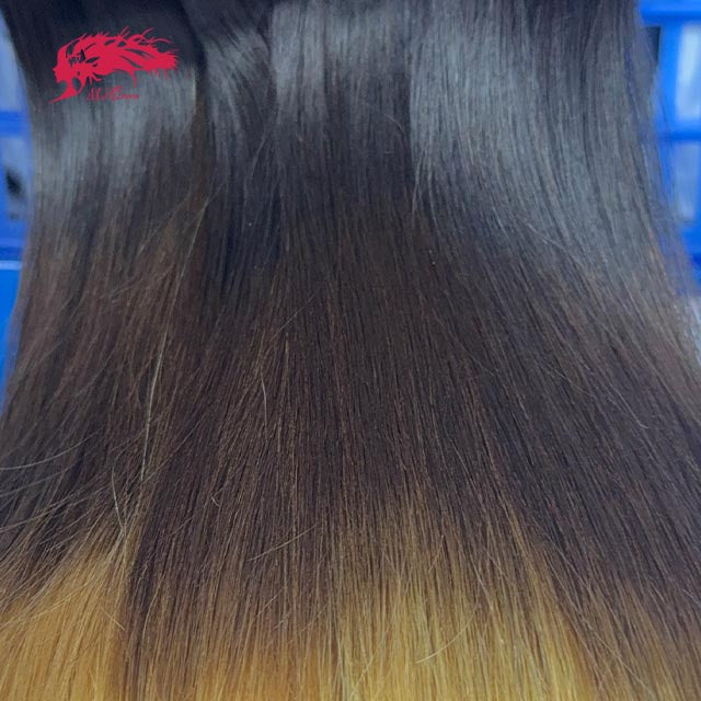 Ali Queen T1B/4/27 Color Straight  Soft Raw Double Drawn Mink Hair